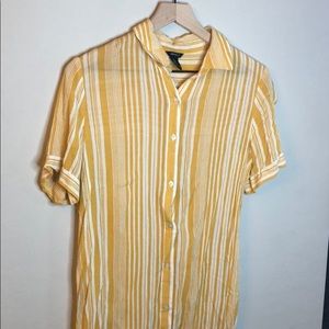 Yellow striped shirt dress